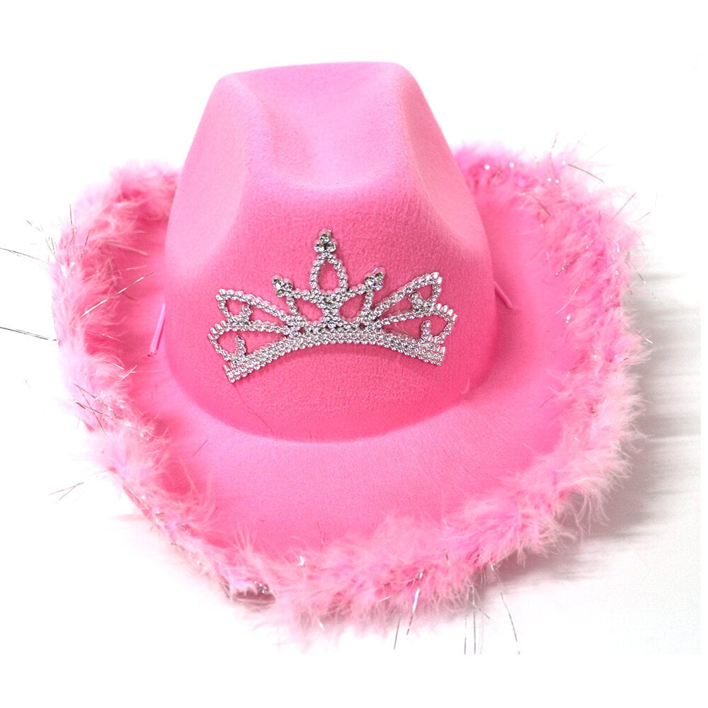 Rhinestone Fringe Western Cowboy müts Tiara Cowgirl Müts Western Style Tüdruk Laia äärega Vilt Cowgirl Cap Kostüüm Cosplay Peomeütsid hind ja info | Meeste sallid, mütsid ja kindad | kaup24.ee