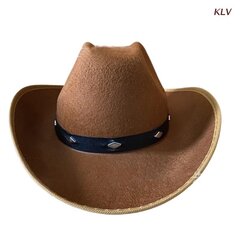 Vintage Fedora Hat Naised Mehed Vilt Naiste Cowboy Mütsid Peo Neet Decor Western Style Top Kapotiga Meeste Cosplay Müts цена и информация | Мужские шарфы, шапки, перчатки | kaup24.ee