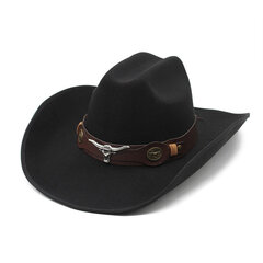 Moodne härjapea kaunistus Western Cowboy mütsid 9,5 cm laia äärega kirikumütsid Gentleman Lady Jazz Cowgirl Cap hind ja info | Meeste sallid, mütsid ja kindad | kaup24.ee