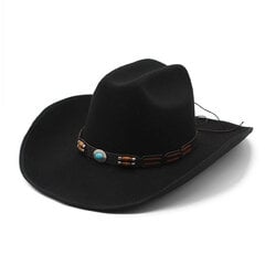 Kunstvillast Western Cowboy mütsid meestele Naised Vintage laia äärega vildist Fedorase mütsid Gentleman Jazz Mütsid Lady Cowgirl kleit Cap hind ja info | Meeste sallid, mütsid ja kindad | kaup24.ee