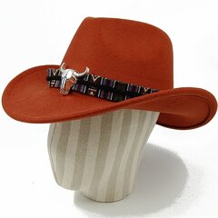 Valge Cowboy Hat Jazz Top Cowboy Head Aksessuaarid Kauboi Müts Viltmüts Meeste ja naiste välimüts Ratsumüts цена и информация | Мужские шарфы, шапки, перчатки | kaup24.ee