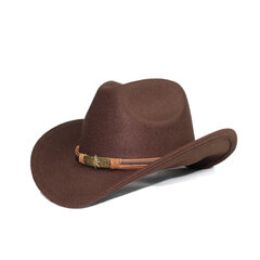 Retro pealuu peaga nahkrihm Vanem-laps Naised Mehed Laps Laps Villane Laia äärega Cowboy Western Müts Cowgirl Bowler Cap 54 57 61cm цена и информация | Мужские шарфы, шапки, перчатки | kaup24.ee