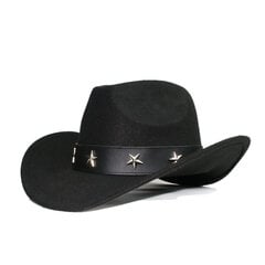 Retro laia tärniga nahkrihm Lapsevanem Naised Mehed Laps Laps Villane Laia äärega Cowboy Western Müts Cowgirl Bowler Cap 54 57 61cm hind ja info | Meeste sallid, mütsid ja kindad | kaup24.ee