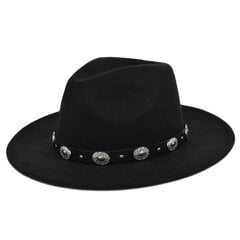 Amazon AliExpress Euroopa ja Ameerika villane müts etnilise stiiliga Fedora müts Metallist tarvikud Villane vintage must silinder hind ja info | Meeste sallid, mütsid ja kindad | kaup24.ee