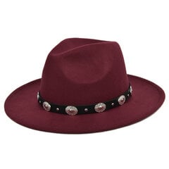 Amazon AliExpress Euroopa ja Ameerika villane müts etnilise stiiliga Fedora müts Metallist tarvikud Villane vintage must silinder hind ja info | Meeste sallid, mütsid ja kindad | kaup24.ee