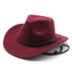 Kauboi müts, naine ja mees Western Cap Cowgirl jazz stiilis villane 57 58 cm pea ümbermõõt koos tuulekindla köiega NZ0059 цена и информация | Мужские шарфы, шапки, перчатки | kaup24.ee