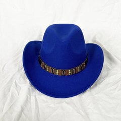 Luksuslik metallist rihm Western Cowboy müts meeste härrasmeeste naiste jazzkauboi müts nahast laia äärega Cloche kirik Sombrero Cowgirl цена и информация | Мужские шарфы, шапки, перчатки | kaup24.ee