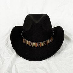 Luksuslik metallist rihm Western Cowboy müts meeste härrasmeeste naiste jazzkauboi müts nahast laia äärega Cloche kirik Sombrero Cowgirl цена и информация | Мужские шарфы, шапки, перчатки | kaup24.ee