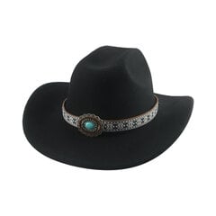 Kauboi müts Western Cowboy Cowgirl meeste müts Panama luksuslik vabaaja vööbänd Khaki kaamel must džässimütsid Sombrero Sombrero Hombre цена и информация | Мужские шарфы, шапки, перчатки | kaup24.ee