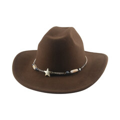 Cowboy Hat Western Cowboy Hat Cowgirl vabaaja jazzi mütsid meestele Solid Belt Band Khaki Coffee laia äärega Fedorase mütsid naistele Uus hind ja info | Meeste sallid, mütsid ja kindad | kaup24.ee