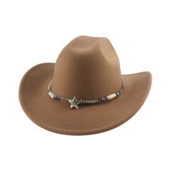 Cowboy Hat Western Cowboy Hat Cowgirl vabaaja jazzi mütsid meestele Solid Belt Band Khaki Coffee laia äärega Fedorase mütsid naistele Uus hind ja info | Meeste sallid, mütsid ja kindad | kaup24.ee