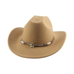 Cowboy Hat Western Cowboy Hat Cowgirl vabaaja jazzi mütsid meestele Solid Belt Band Khaki Coffee laia äärega Fedorase mütsid naistele Uus hind ja info | Meeste sallid, mütsid ja kindad | kaup24.ee