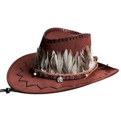 Reisikauboi mütsid Cowboy mütsid sulgedest mütsipael Western peomütsid Cowboy Cosplay hind ja info | Meeste sallid, mütsid ja kindad | kaup24.ee