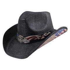 Vintage Western Cowboy Müts meestele Naistele Panama õlgkübar Elegantne Cowgirl Jazz Cap Sombrero Hombre hind ja info | Meeste sallid, mütsid ja kindad | kaup24.ee