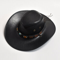 Vintage kunstnahast Western Cowboy mütsid naistele Meestele Mood Gentleman Panama Cowgirl Jazz Cap Sombrero Hombre hind ja info | Meeste sallid, mütsid ja kindad | kaup24.ee