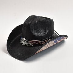 Õlgest Western Cowboy Müts meestele Naistele Panama Beach päikesekübar Vintage Gentleman Cowgirl Jazz Mütsid Sombrero Hombre hind ja info | Meeste sallid, mütsid ja kindad | kaup24.ee