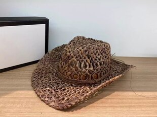 Vintage õlgmüts Western Cowboy Müts Kevadsuvi Panama päikesekübarad Retro Elegantne Cowgirl Jazz Cap Sombrero Hombre hind ja info | Meeste sallid, mütsid ja kindad | kaup24.ee