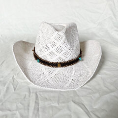 Vintage õlgmüts Western Cowboy Müts Kevadsuvi Panama päikesekübarad Retro Elegantne Cowgirl Jazz Cap Sombrero Hombre цена и информация | Мужские шарфы, шапки, перчатки | kaup24.ee