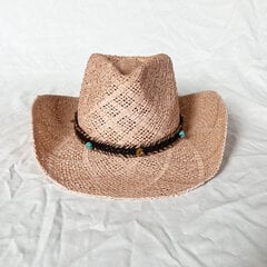 Vintage õlgmüts Western Cowboy Müts Kevadsuvi Panama päikesekübarad Retro Elegantne Cowgirl Jazz Cap Sombrero Hombre цена и информация | Мужские шарфы, шапки, перчатки | kaup24.ee