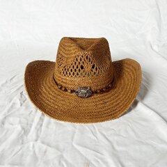 Vintage õlgmüts Western Cowboy Müts Kevadsuvi Panama päikesekübarad Retro Elegantne Cowgirl Jazz Cap Sombrero Hombre hind ja info | Meeste sallid, mütsid ja kindad | kaup24.ee