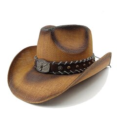 2023 western jazz Cowboy müts hingav käsitsi kootud kõva komplekt suvine unisex western Cowboy müts päikesemüts sombrero vaquero цена и информация | Мужские шарфы, шапки, перчатки | kaup24.ee