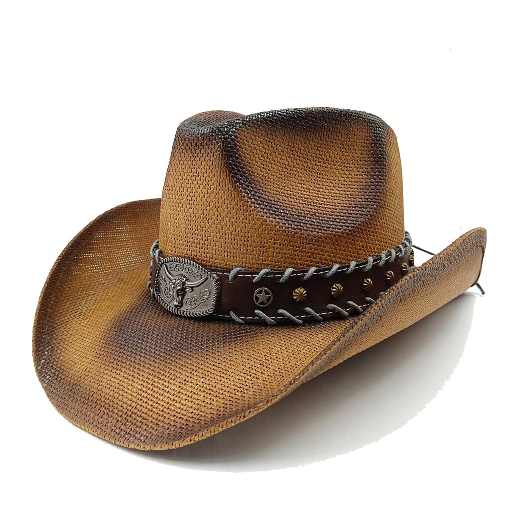 2023 western jazz Cowboy müts hingav käsitsi kootud kõva komplekt suvine unisex western Cowboy müts päikesemüts sombrero vaquero цена и информация | Meeste sallid, mütsid ja kindad | kaup24.ee