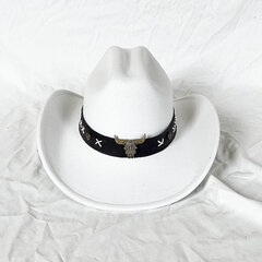 2023 Kauboimüts Unisex Solid Jazz Hat with Cattle Investment Dekoratsioon Lääne kauboi müts sombrero hombre цена и информация | Мужские шарфы, шапки, перчатки | kaup24.ee