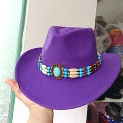 2023 Kauboimüts Unisex Solid Jazz Hat with Cattle Investment Dekoratsioon Lääne kauboi müts sombrero hombre цена и информация | Мужские шарфы, шапки, перчатки | kaup24.ee