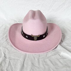 2023 Kauboimüts Unisex Solid Jazz Hat with Cattle Investment Dekoratsioon Lääne kauboi müts sombrero hombre цена и информация | Мужские шарфы, шапки, перчатки | kaup24.ee