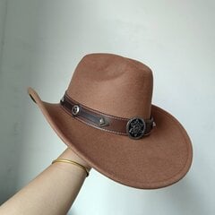 Cowhead Cowboy Hat meeste härrasmeeste naiste jazzkauboi müts nahast laia äärega Cloche Church Sombrero Hombre müts цена и информация | Мужские шарфы, шапки, перчатки | kaup24.ee