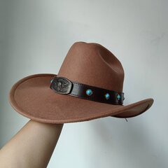 Cowhead Cowboy Hat meeste härrasmeeste naiste jazzkauboi müts nahast laia äärega Cloche Church Sombrero Hombre müts hind ja info | Meeste sallid, mütsid ja kindad | kaup24.ee