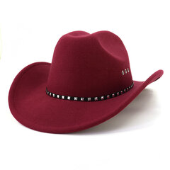 Rivet Western Cowboy Hat meestele Naistele Vintage Fascinator Cowgirl Church Jazz Viltmütsid Sombrero Hombre Gentleman Silindrimüts hind ja info | Meeste sallid, mütsid ja kindad | kaup24.ee