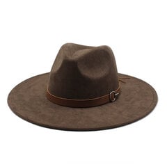 Sügis- ja talvised unisex-kauboikübarad, lameda äärega Fedoras seemisnahast 57 58 cm jazzstiilis retro imitatsiooniga nahast rihmad 2023 NZ0090 цена и информация | Мужские шарфы, шапки, перчатки | kaup24.ee