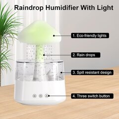 Cloud Rain õhuniisutaja 7 värvi LED-ga Cloud Night Light aroomiteraapia eeterlike õlide hajuti mikroniisutaja lauaarvuti purskkaev voodi ääres und lõõgastav 450 ml hind ja info | Õhuniisutajad | kaup24.ee