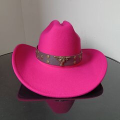 Rose Cowboy Hat Western Cowboy Hat Meeste ja naiste Jazz Cowboy müts nahast laia äärega Cloche Church Sombrero Hombre Hat цена и информация | Мужские шарфы, шапки, перчатки | kaup24.ee