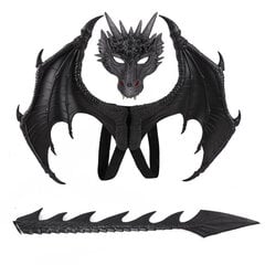 Draakoni kostüüm lastele poistele tüdrukutele, Dragon Wing Tail maski komplekt, Halloweeni dinosauruste kostüüm lapsele цена и информация | Праздничные декорации | kaup24.ee