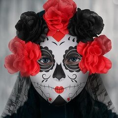 Surnud suhkru päeva peamask loori ja roosiõie krooniga Halloweeni pitsist mask maskeraadi Cosplay peokostüümi jaoks цена и информация | Праздничные декорации | kaup24.ee