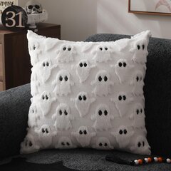 Halloweeni padjakatted 18x18 tolli 2 valge kummitusliku padjapüüri komplekt, pehme plüüsist kunstkarusnaha villane diivanipadjapüür tooldiivanile kodukaunistuseks цена и информация | Праздничные декорации | kaup24.ee