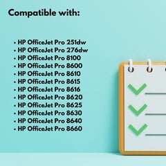 Комплект из 4 картриджей для принтера HP 950 951 XL, 3470 страниц черный, 2470 страниц розовый голубой желтый, совместим с Officejet pro 8100 , 8600 , 8600 , 8610 , 8620 , 8630 , 8630 , 8640 , 251dw , цена и информация | Картриджи для струйных принтеров | kaup24.ee