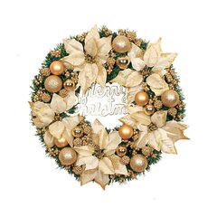 Dekoratiivne jõulupärg esiukse rippuv jõulupärg Golden Wreath Hotel Malli kodukaunistus (40 cm) цена и информация | Искусственные елки | kaup24.ee