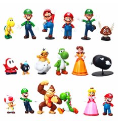 18 tk Super Mario Bros PVC tegevusfiguurid mänguasjad Yoshi Peach Princess Luigi Shy Guy Odyssey Donkey Kong mudel Cartoon nukud hind ja info | Mudelautode kollektsioneerimine | kaup24.ee