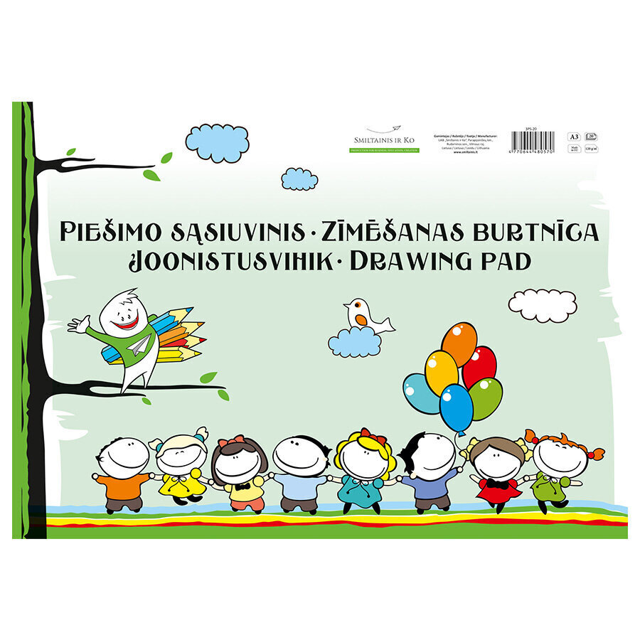 Joonistus Vihik A3, 20L, 120 Gsm цена и информация | Vihikud, märkmikud ja paberikaubad | kaup24.ee