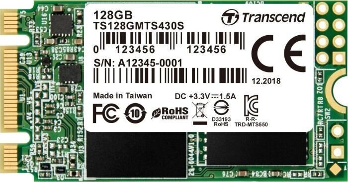 Transcend TS128GMTS430S hind ja info | Sisemised kõvakettad (HDD, SSD, Hybrid) | kaup24.ee