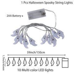 1,5 m Halloweeni LED pealuu tuled string nahkhiire hauakivi kummitus kõrvits kaunistused puu Halloweeni kaunistus kodus isetegemiseks peokaunistuseks цена и информация | Аппликации, декорации, наклейки | kaup24.ee