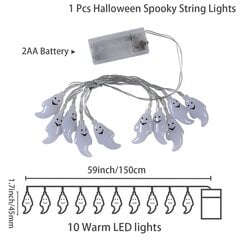 1,5 m Halloweeni LED pealuu tuled string nahkhiire hauakivi kummitus kõrvits kaunistused puu Halloweeni kaunistus kodus isetegemiseks peokaunistuseks цена и информация | Аппликации, декорации, наклейки | kaup24.ee