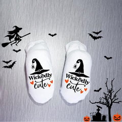 1paar kohandatud valge Happy Halloweeni kaunistus beebi sokid Baby Shower kingitus Unisex vastsündinu Bebe jala sokid 0-1 beebi jalatsid цена и информация | Аппликации, декорации, наклейки | kaup24.ee