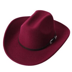 Kauboimüts sügis-talvine paks fedora müts ühevärviline punane lokkis härjapea logo unisex jazz hind ja info | Meeste sallid, mütsid ja kindad | kaup24.ee