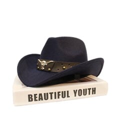 Retro Bull Ox Head Neet Nahast Rihm Unisex Naised Mehed Laps Laps Vill Laia Ääre Päike Cowboy Western Müts Cowgirl Müts 54 57 61cm цена и информация | Мужские шарфы, шапки, перчатки | kaup24.ee