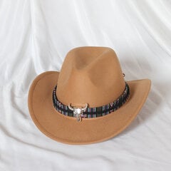 Mündiroheline värv Western Cowboy Hat Naiste meeste krimpsu kauboi Girl Fedora nahaga Fedora Toca Toca ratsumütsi hind ja info | Meeste sallid, mütsid ja kindad | kaup24.ee