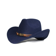 Retro pealuu peaga nahkrihm Vanem-laps Naised Mehed Laps Laps Villane Laia äärega Cowboy Western Müts Cowgirl Bowler Cap 54 57 61cm цена и информация | Мужские шарфы, шапки, перчатки | kaup24.ee